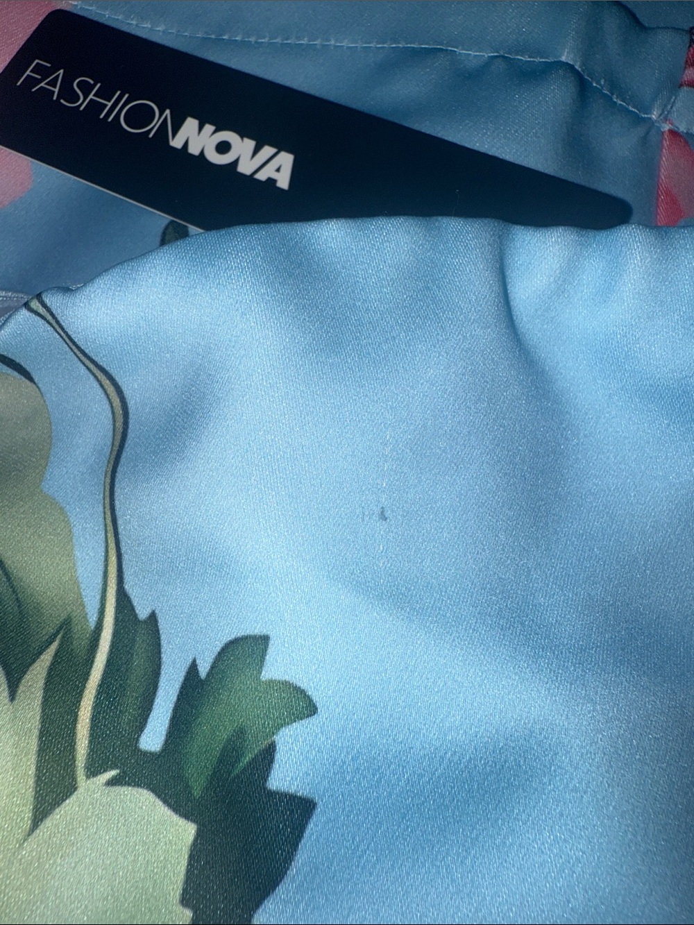 NWT Fashion Nova Light Blue Strapless Floral Midi Dress - Picture 11 of 11